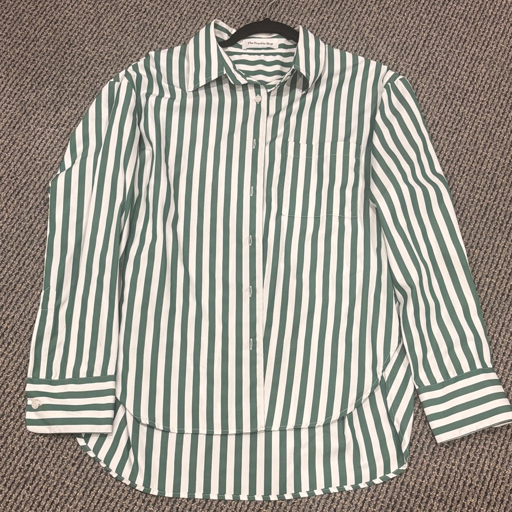 Frankie Shop Green and White oversized button up shirt
